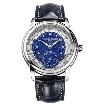 Frederique Constant Manufacture Classic Worldtimer Lapis dial 42mm FC-718LA4H6 - Vincent Watch