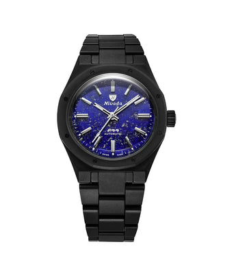 NIVADA GRENCHEN AUTOMATIC F77 BLACK CERAMIC LAPIS LAZULI DIAL 37MM 68022A77 - Vincent Watch