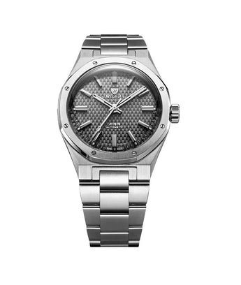 NIVADA GRENCHEN AUTOMATIC F77 GREY WEAVE 38MM 68044A77 - Vincent Watch