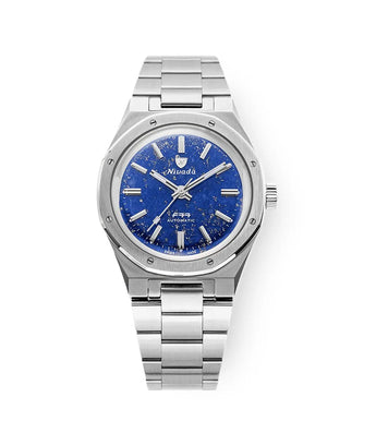 NIVADA GRENCHEN AUTOMATIC F77 STAINLESS STEEL LAPIS LAZULI 37MM 68009A77 - Vincent Watch