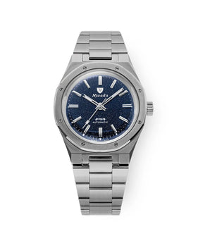 NIVADA GRENCHEN AUTOMATIC F77 TITANIUM DARK BLUE AVENTURINE MK1 37MM 68018A77 - Vincent Watch