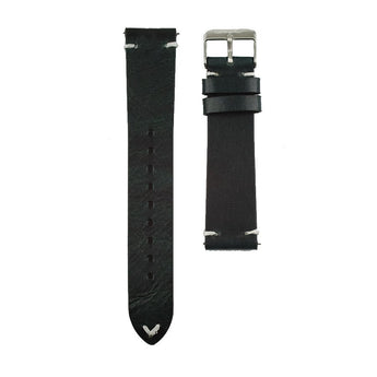 20mm Leather Strap with in - built spring bar (Black) - Vincent Watch