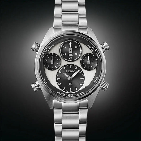 SEIKO WATCH PROSPEX SFJ001P1 ‘PANDA’ ONE HUNDREDTH OF A SECOND SPEEDTIMER SOLAR CHRONOGRAPH - Vincent Watch