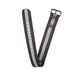 20mm Fabric strap (Black/Grey) with Silver Buckle - Vincent Watch