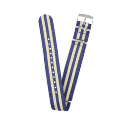 20mm Fabric strap (Blue/Beige) with Silver Buckle - Vincent Watch