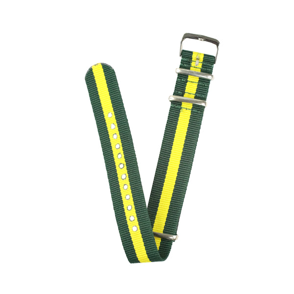 20mm Fabric strap (Green/Yellow) with Silver Buckle - Vincent Watch