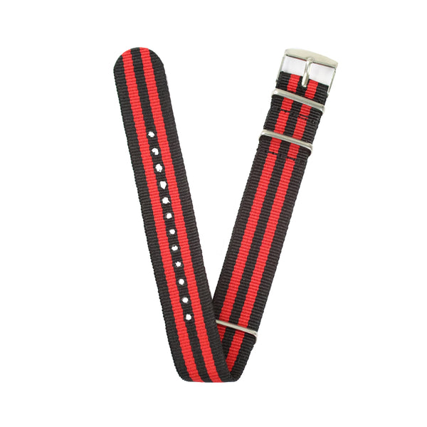 20mm Fabric strap (Red/Black) with Silver Buckle - Vincent Watch