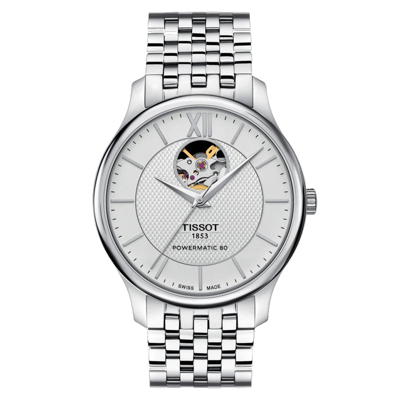 TISSOT TRADITION POWERMATIC 80 OPEN HEART T0639071103800 - Vincent Watch