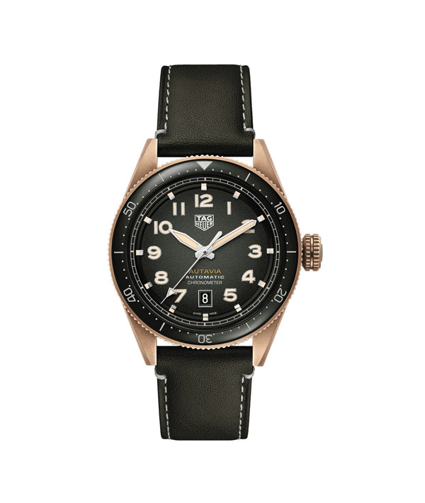 TAG Heuer Autavia Bronze Calibre 5 Automatic 42mm Leather Watch WBE5190.FC8268 - Vincent Watch